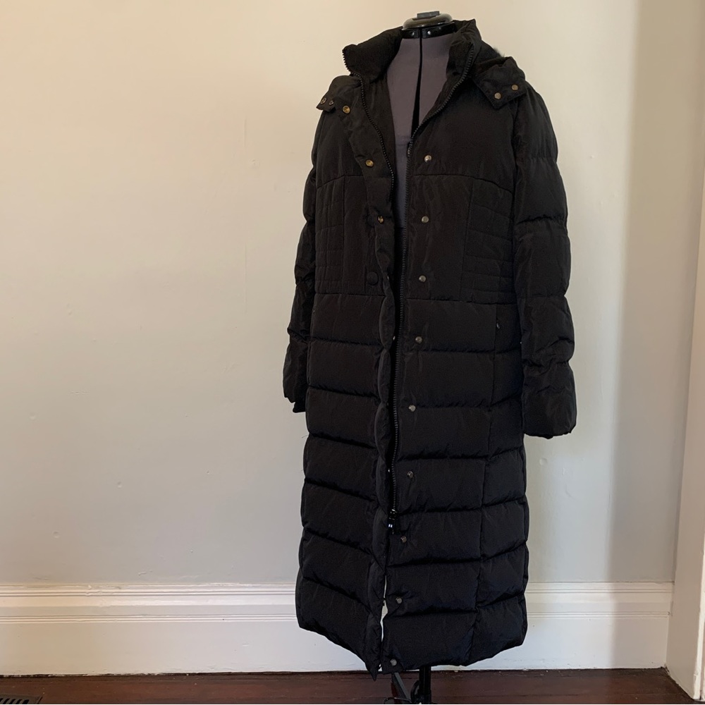 Obosoyo Black White Down and Feather Maxi Long Puffer Coat Size XXL